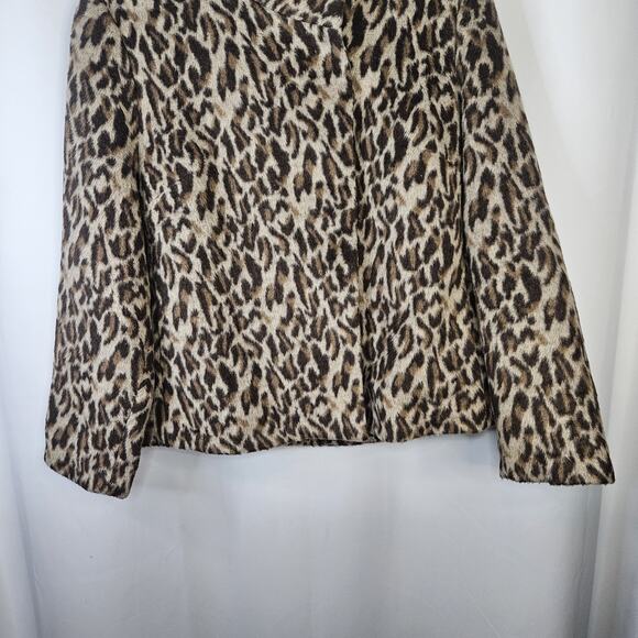 Chicos Fierce Womens Faux Fur Emma Jacket 2 Large Leopard Brown Tan Cheetah Coat - Picture 3 of 9